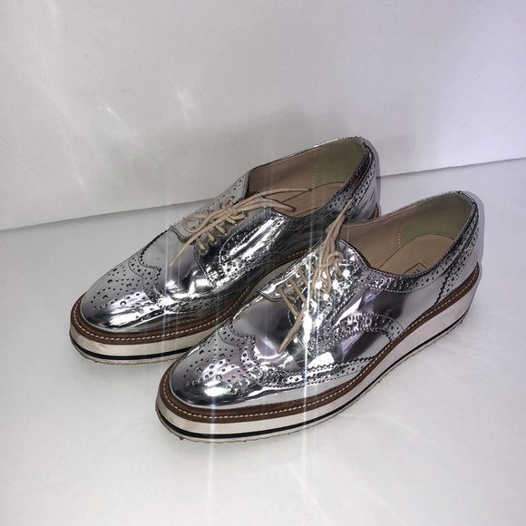 Metallic Platform Brogues Loafers - Picture 1 of 5
